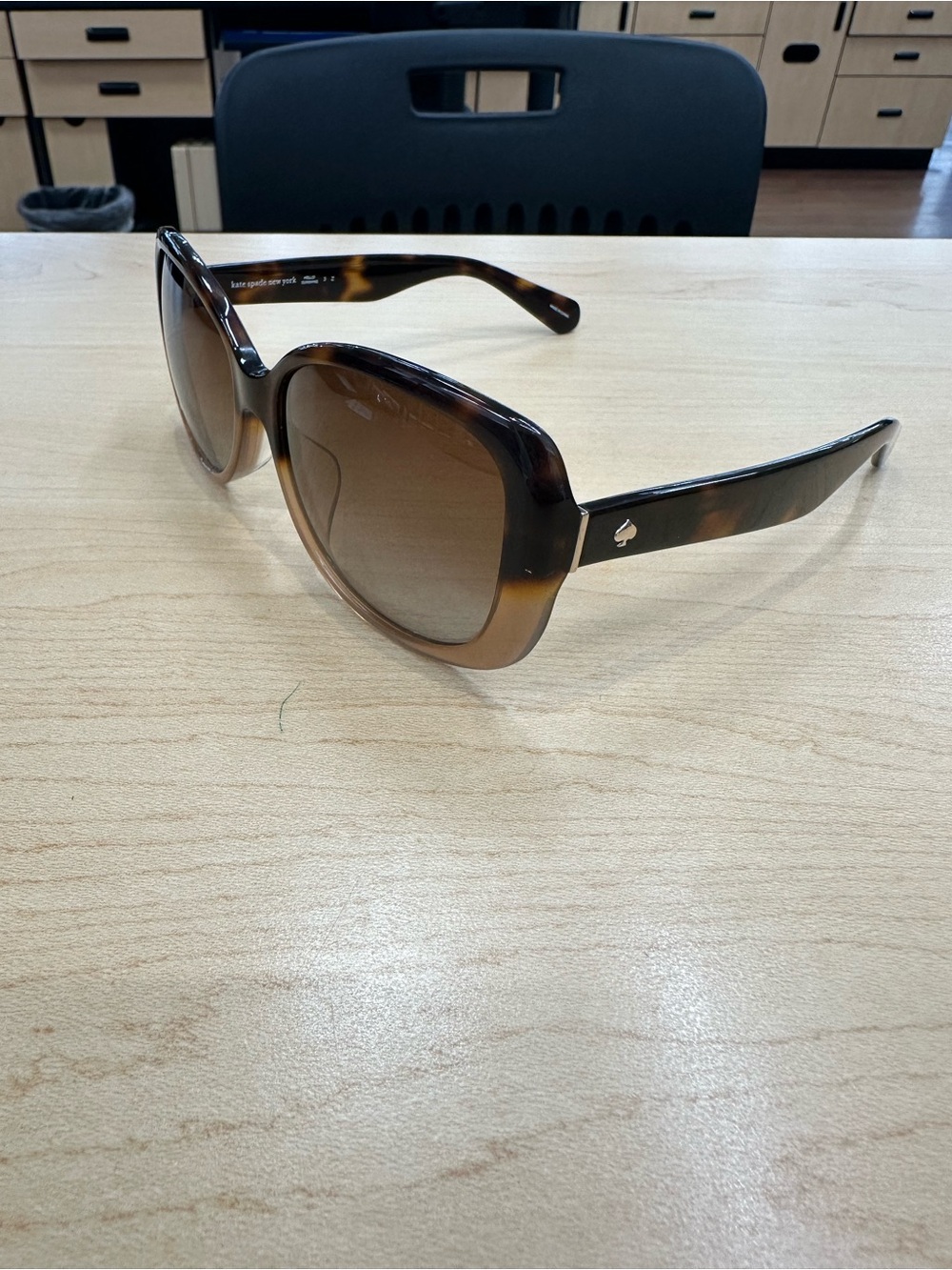 kate spade Brown Tortoiseshell Square Gradient Sunglasses